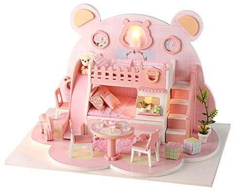 Kit Casetta Per Casa Delle Bambole In Legno 3d Fai-Da-Te Con Mobili, Casa Delle Bambole Piccola In Legno Con Luce A Led, Casetta Giocattolo Fatta A Mano