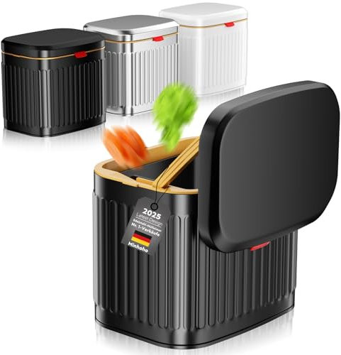 Cubo de compost de acero inoxidable para cocina, cubo de basura para colgar con tapa, contenedor de compost de cocina de 4 litros para encimera, contenedor de compost debajo del fregadero o soporte de