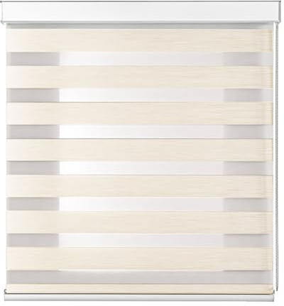 Tenda a Rullo NIGHT AND DAY Doppio Strato Giorno e Notte Premium Con Cassonetto Bianco E Catenella In Alluminio Tenda Per Finestra o Porta Protezione Solare Varie Misure E Colori (Beige002, 150x300)