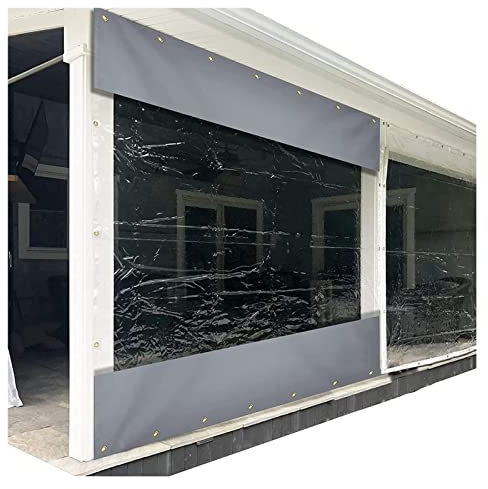Paneles laterales impermeables para pérgola para exteriores, cortinas de lona transparentes con ojales, toldo resistente a la intemperie para porche, cenador, cobertizo de almacenamiento (2,10 x 2,20