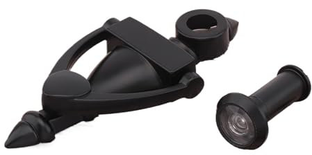 L6NqIAG Türklopfer aus Zinklegierung for Holz- und Stahltüren mit Einer Türstärke von 3,5 bis 4,9 cm, mit hochauflösendem 180-Grad-Türspion Vintage Türklopfer(Black)