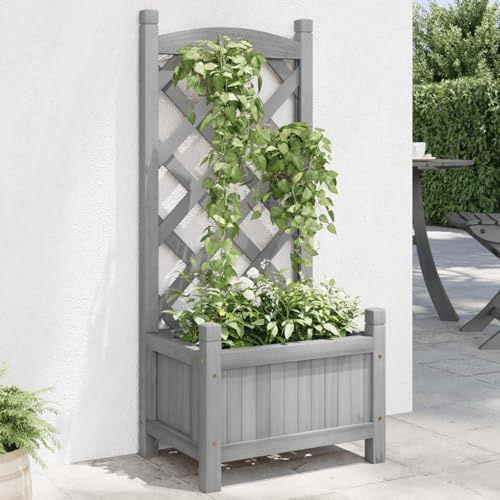 Gecheer Fioriera con Traliccio, per Piante Rampicanti e Fiori, 40 x 30 x 90 cm, Legno Massello di Abete, da Giardino Patio Terrazza