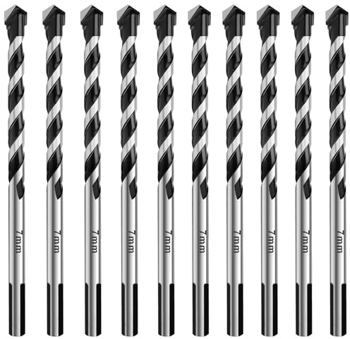 HSAWBIT 10 PACK OF - 7mm Masonry Drill Bits Set Concrete Drill Bit | Tungsten Carbide Drill Bits for Brick Walls/Glass/Plastic/Cement/Soft Tile