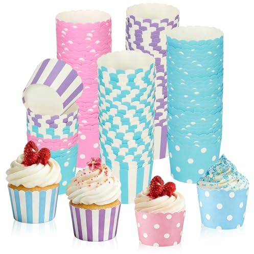 200 Piezas Cupcake de Papel,Moldes de Papel para Magdalenas,moldes de papel para hornear, Mini Molde Papel de Muffin de Postre, para fiestas,bodas, Cumpleaños(5x6x4,5 cm)