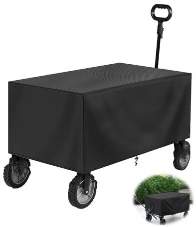 Folding Garden Trolley Cover, Wagon Waterproof Dustproof Protector for Outdoor UseOxford Cloth Protective Cover for Festival Wagon for Outdoor Garden Camping Shopping, 97x61x56cm, Black