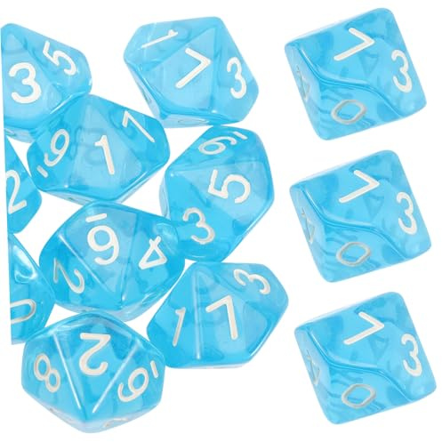 Dado Trasparente a 10 Facce Blu in Acrilico 20 Pezzi | Numeri Grandi e Facili da Leggere, Superficie Liscia, Presa Comoda, Set da Gioco per Tavolo