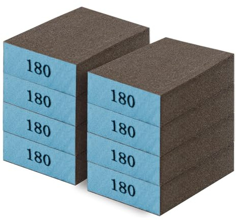 ZOPPER Sanding Block Pack of 8-180 Grits | Wet & Dry Sandpaper Sponge, Washable & Reusable, Ideal for Wood, Metal, Drywall, Furniture