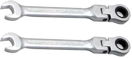 GIONAR 10mm Flex-Head Ratchet Spanner, 2 Pcs Matte Metric Ratcheting Wrench, 72-Tooth High Carbon Steel for DIY Repair
