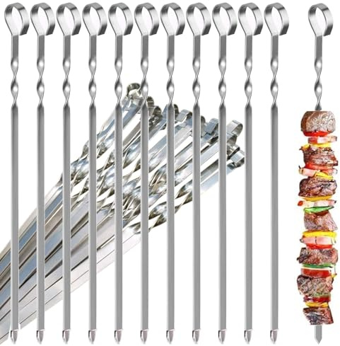 30 Stück Grillspieße, 39CM Grill Kabob Spieße Edelstahl Lange Spieße Schaschlikspieße Fleischspieße, für Lagerfeuer Oder Grillschale (30)