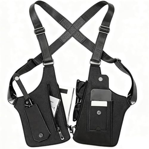 Heritage - Classic Shoulder Satchel, Heritage Shoulder Bag, Underarm Shoulder Bag for Men, Adjustable Leather Armor Crossbody Pack Multi-Pocket (Black)