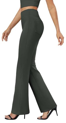 YIzdegg Joggingbyxor dam hög midja – yogabyxor, eleganta sportbyxor, smal passform, fritidsbyxor, stretchbyxor, enfärgade träningsbyxor med elastisk midja, löparbyxor, raka utomhusbyxor, hög midja