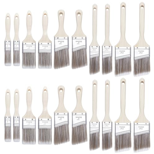 INTERWARM 10 Packung Hausfarbenpinsel Set (2.54,5.08,3.81,6.35cm) Professionelles Set Abgewinkelter Pinsel Mit Holzgriff Für Leisten Wände Latex Und Ölfarben Sowie Lasuren Für Den