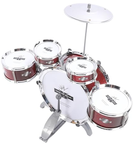 Topiky Batería para Niños Pequeños 5 Tambores Instrumento Musical para Niños Batería de Jazz con Platillo y Taburete Edades 3-7 Juguete Educativo de Percusión Regalo de Cumpleaños