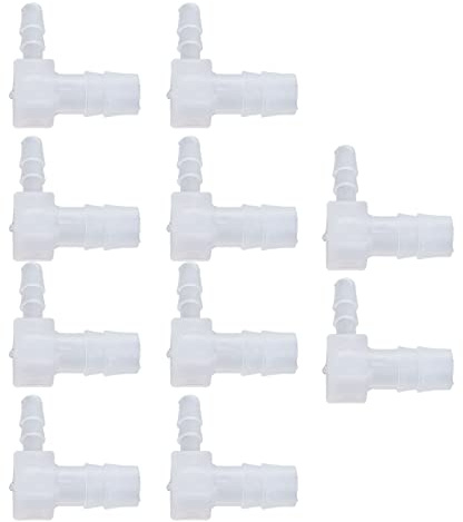 Ejoyous Junta de Manguera de Plástico Accesorios Reductores de Púas de PP 10 Piezas Conector de Manguera Tipo L de 90 Grados para Tubo de Bomba y de Silicona Conexión Directa Liviana Fácil Reemplazo