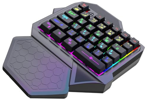 YUGSHNKFC Clavier de Jeu à Une Main Petit Clavier de Jeu Ergonomique LED 35 Touches contrôleur de Jeu Portable pour Accessoires de Bureau Clavier mécanique Portable à Une Main