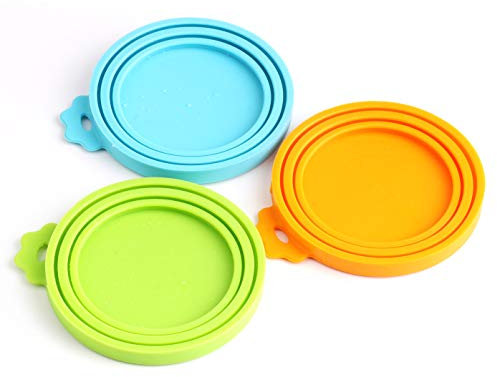 Comtim Pet Food Can Cover Silicone Can Lids for Dog and Cat Food(Universal Size,One fit 3 Standard Size Food Cans),Multi-colored
