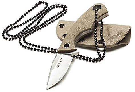 TONIFE Cuchillo de cuello fijo, hoja de 43 mm, total de 119 mm, con vaina de Kydex y cadena de bolas