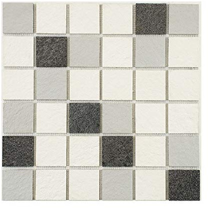 Mosaïque mixte résine & pierre 100 x 50 cm - carreau 5 x 5 cm mixte pierre et résine blanche