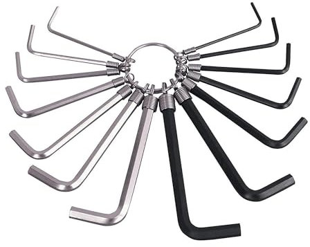 G4GADGET 14PCS Hex Key Allen Key Set on Metal Ring – Metric (1.5mm, 2mm, 2.5mm, 3mm, 4mm, 5mm, 6mm) & Imperial (1/16”, 5/64”, 3/32”, 1/8”, 5/32”, 3/16”, 7/32”) – Durable Steel Wrench Tool Set