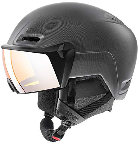 uvex hlmt 700 Visor - sicherer Skihelm für Damen und Herren - individuelle Größenanpassung - mit Visier - Black matt - 52-55 cm