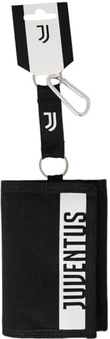 JUVENTUS Portafoglio Juve Ufficiale a Strappo Unisex | BORSELLINO BIANCONERI con Gancio Portachiavi per Tifoso PTFJUT07