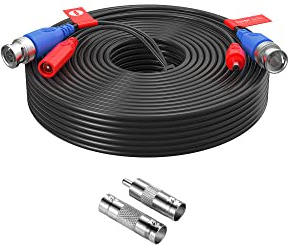ZOSI 18M/60ft All-in-One Video Power CCTV Cable for Home Security Cameras | BNC Extension Security Wire Cord for AHD/CVI/TVI/CVBS Video Surveillance Camera, DVR System, BNC RCA Connectors, Weatherproof
