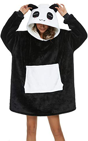 chuangminghangqi Felpa Coperta con Cappuccio e Maniche Calda Accogliente Unisex Adulti Animale Plaid con Oversize Tasca Donna Uomo Regalo per Natale