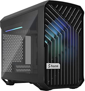 Fractal Design Torrent Nano RGB Black - Light Tint Tempered Glass Side Panels - Open Grille for Maximum Air Intake - 180mm RGB PWM Fan Included - Type C - mATX Airflow Mini Tower PC Gaming Case