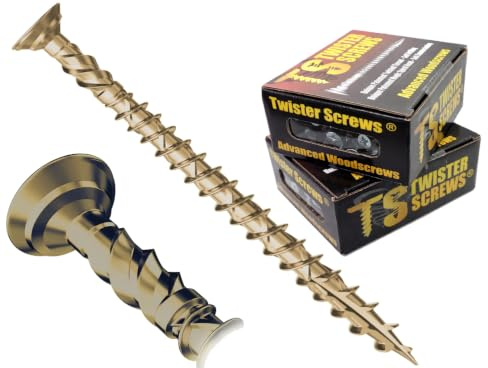 Twister Screws Decking Screws | 5mm x 100mm | Tan | Box of 200 | Double-Threaded Self Drilling, Self Countersinking, Multipurpose, E-Coat Corrosion protection, Type 17 Ultra Sharp Grab Point
