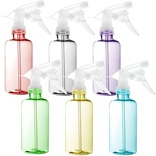 Youngever 6er Set 250ML Sprühflaschen, Farbe Leere Kunststoff Sprühflaschen Set für Haare und Reinigungslösungen, Reisen, Gartenarbeit (250ML)