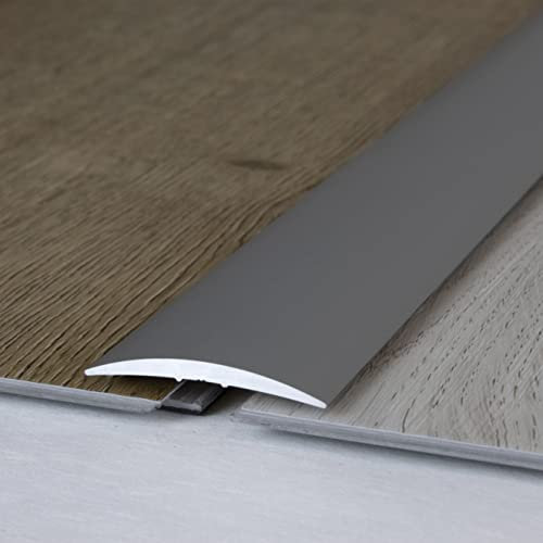 PROVISTON | Übergangsprofil | Aluminium eloxiert | Silber | Breite 37 mm | Höhe 4.5 mm | Länge 1000 mm | Selbstklebend | Übergangsschiene | Übergangsleiste | Bodenprofil | Abdeckleiste | 1 Stück