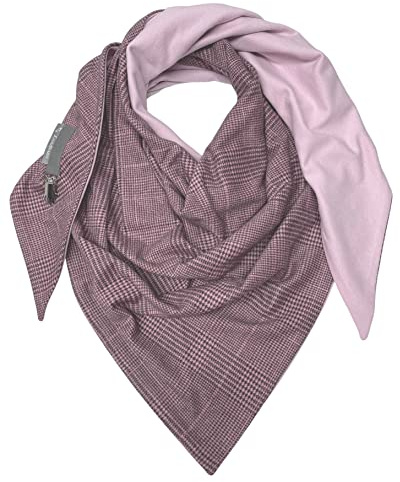 Landhuis handmade - Handgemachtes XXL Dreieckstuch mit Glencheck Muster & rosa – beidseitig tragbar – Clipverschluss – romantisch & edel