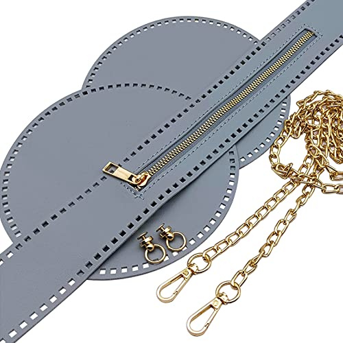 Yayatty DIY Tejido de Ganchillo PU, Bolsos de Cuero de PU de Ganchillo para Tejer, Bolsa Moldeadora de Fondo DIY Tejer Crochet PU con Cadena para Accesorios Hechos a Mano Del Bols, Gris
