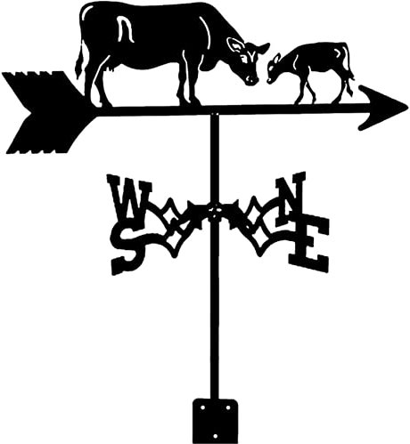 TAISK Farm Edelstahl Home Wetterfahne Windrichtungsanzeiger Traktorzaun Pferd Wetterfahne Windfahne Wetterhahn Dekoration Hof Dächer Messwerkzeuge (Kuh und Lamm)