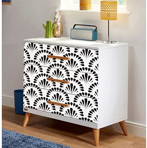 JOLIHOME Papier Peint Texturé Géométrique Auto-Adhésif pour Ventilateurs Noirs Papier de Contact Peler et Coller Imperméable Rouleau de Film Vinyle Amovible pour Salle de Bain Cuisine 44.5x500cm