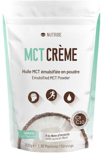 Nutribe MCT-Pulver C8 C10 aus Kokosöl mit Akazienfaser 300g – Geschmacksneutral für ketogene Ernährung