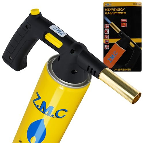 Z.M.C Gasbrenner 1,5 kW, Flambierbrenner bis zu 1350°C, Bunsenbrenner Lötbrenner, Creme Brulee Brenner, Küchenbrenner mit einstellbare Flamme, Brenneraufsatz