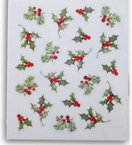 Pegatinas navideñas de bayas de acebo para diario, álbumes de recortes, tarjetas, artes y manualidades, 40 piezas