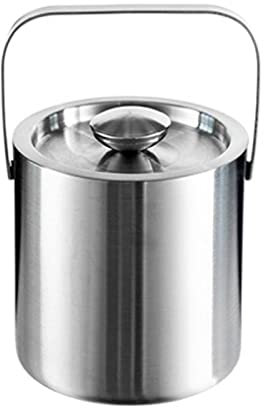 Eiskübel Doppelwandiger Eiskübel aus Metall mit Deckel, 1,3 l, isolierter Eiskübel aus Edelstahl for Cocktailbar, Wein, Hausbar-Zubehör, Partys, Champagnerkübel, Eiskübel aus Edelstahl Hält eiskalt un