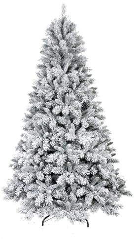 Künstlicher Weihnachtsbaum mit Schnee Tannenbaum mit Metall Ständer und Aufbewahrungstasche Christbaum wie echt klappbar (150 cm)