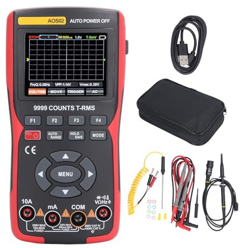 Tyenaza Oszilloskop-Multimeter, Tragbares 2-in-1-Hand-Oszilloskop, Digitaler Elektrischer Tester Mit Doppelsicherung, Professionelles LED-Handmultimeter, Automatische Kalibrierungsfunktion