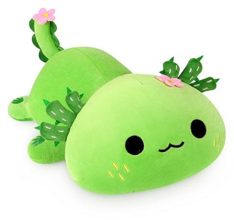 shownicer Plüschtier Axolotl Kuscheltier Stofftier Kawaii Axolotl Plüsch Kissen Spielzeug Geschenk für Erwachsene Mädchen Kinder (Kaktus Grün, 33cm)