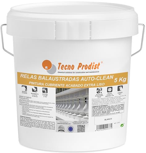 Tecno Prodist RELAS BalausTRADAS AUTOCLEAN (5 kg) Balustrad- und Gitterfarbe, auf Wasserbasis, weiß, lange Haltbarkeit, atmungsaktiv, selbstreinigend bei Regen, innen und außen