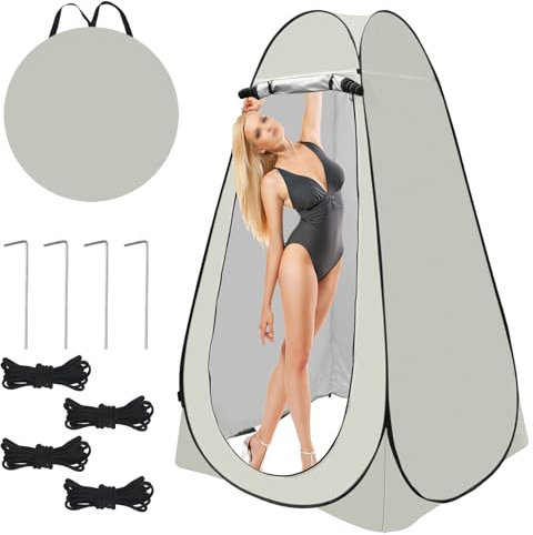 Pop-Up-Duschzelt, Pop-Up-Wickelzelt, Camping, Privatsphäre, Unterschlupf für Outdoor, Baden, Strand, Wandern, wasserdicht, Weiß