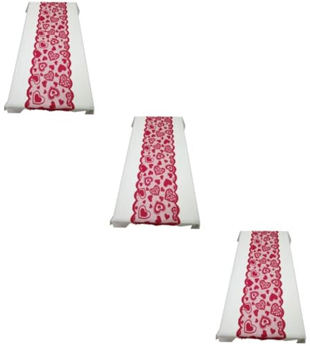 Ciieeo 3St Tischdecken Hohle Tischdecke Sticktischläufer Valentinstag Tischläufer Dekor Weihnachtstischdecke weihnachtsspitze tischfahne Rote Liebestischdecke Herz schmücken Tortenspitze
