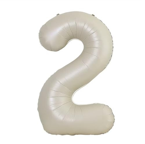 Vthoviwa 40 Pulgadas Globo Numero 2 Leche Blanca, Globos 2 Cumpleaños Fiesta 0123456789,10-19,20-25,30,40,50,60,70,80,90, Número 2 Decoración Fiesta Del Aniversario Soporte Helio