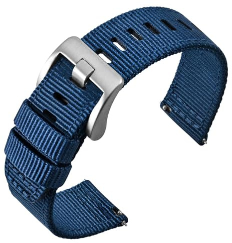 ANNEFIT Nylon Militär Uhrenarmband 18mm 19mm 20mm 22mm 24mm, Schnalle aus Edelstahl, Schnellverschluss Aatmungsaktive Armband für Herren