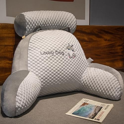 Lesekissen für Bett, Rückenkissen, Flex Komfort, mit Armlehne, Lesekissen, abnehmbar, Rückenkissen – Flex Comfort Kissen Rückenlehne Sofa (Husky, 70 x 50 x 25 cm)