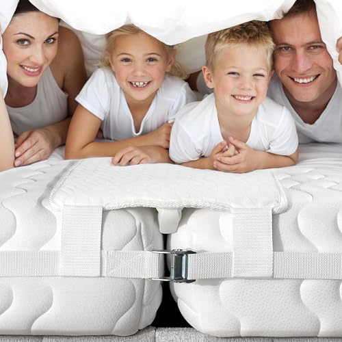 EPHEDORA 12 Extra Wide Bed Bridge Twin XL to King Converter Kit - Split King Gap Filler for Adjustable Bed - Mattress Connector & Gap Filler for Bed - Heavy Duty Metal Buckle Strap - 25D Memory Foam