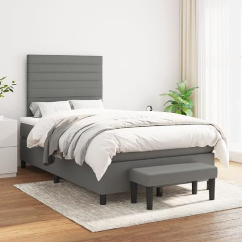 THOYTOUI Boxspringbett, Tagesbett Bett Bettstütze Seniorenbett Geeignet für Hotel Aufenthaltsraum Gästezimmer Wohnungen mit Matratze Dunkelgrau 120x200 cm Stoff